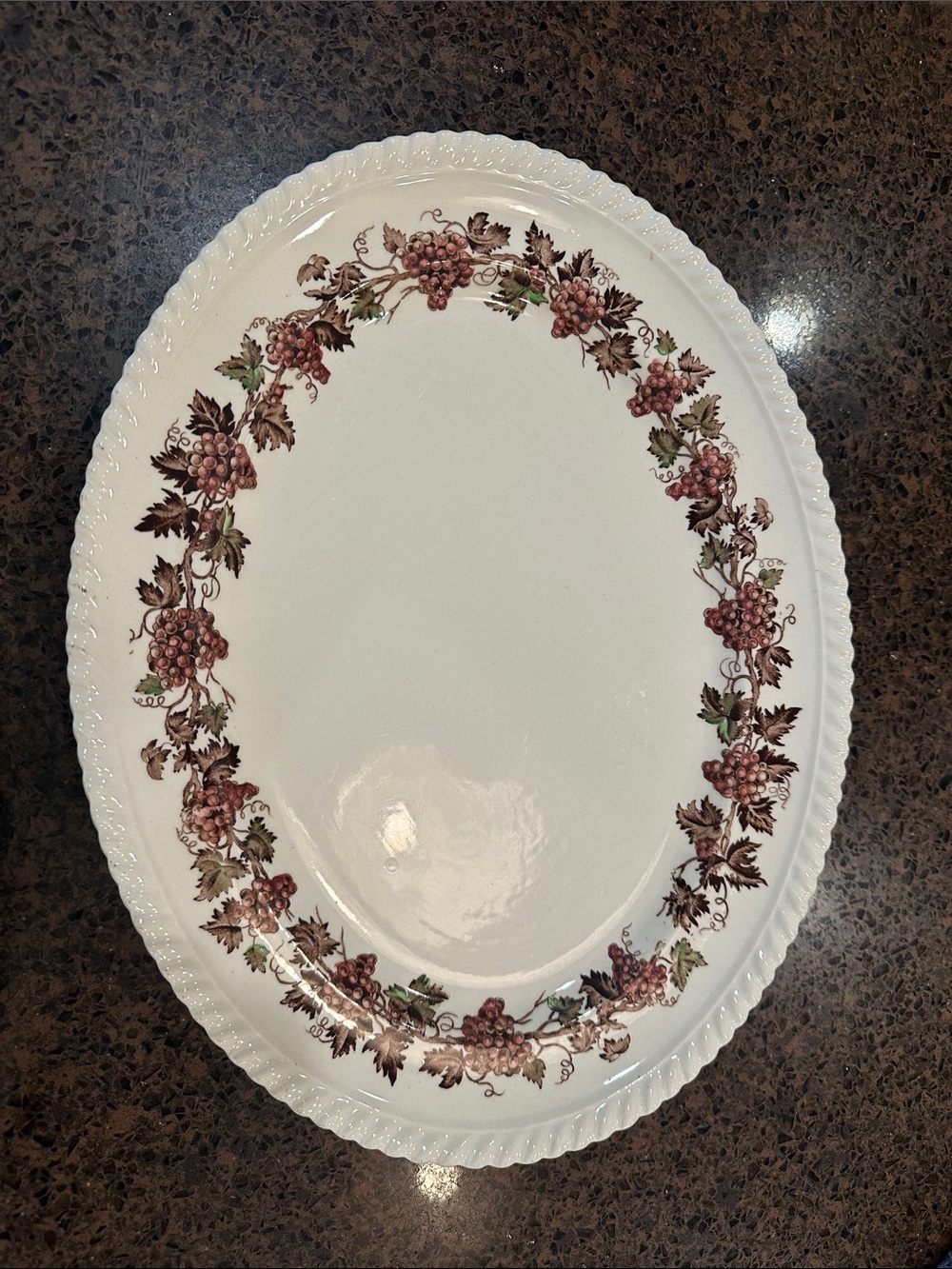 Johnson Brothers Empire grape Oval Platter with Burgundy Grape Garland